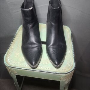 Pointed Toe Metal Accent Western Ankle Boots